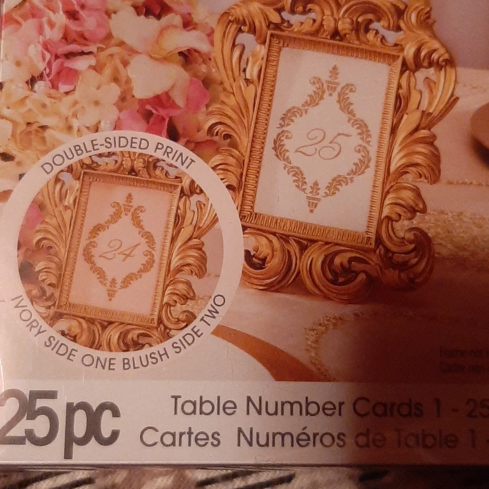 David Tutera Wedding Decor Table Number Cards Gold Tone